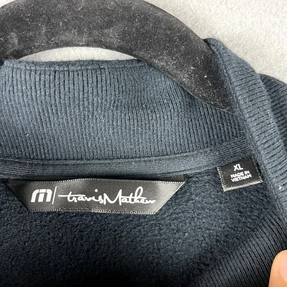 Travis Mathew Newport 1/4 Zip Pullover Mens XL Black Stretch Pockets Golf Logo - Picture 6 of 16